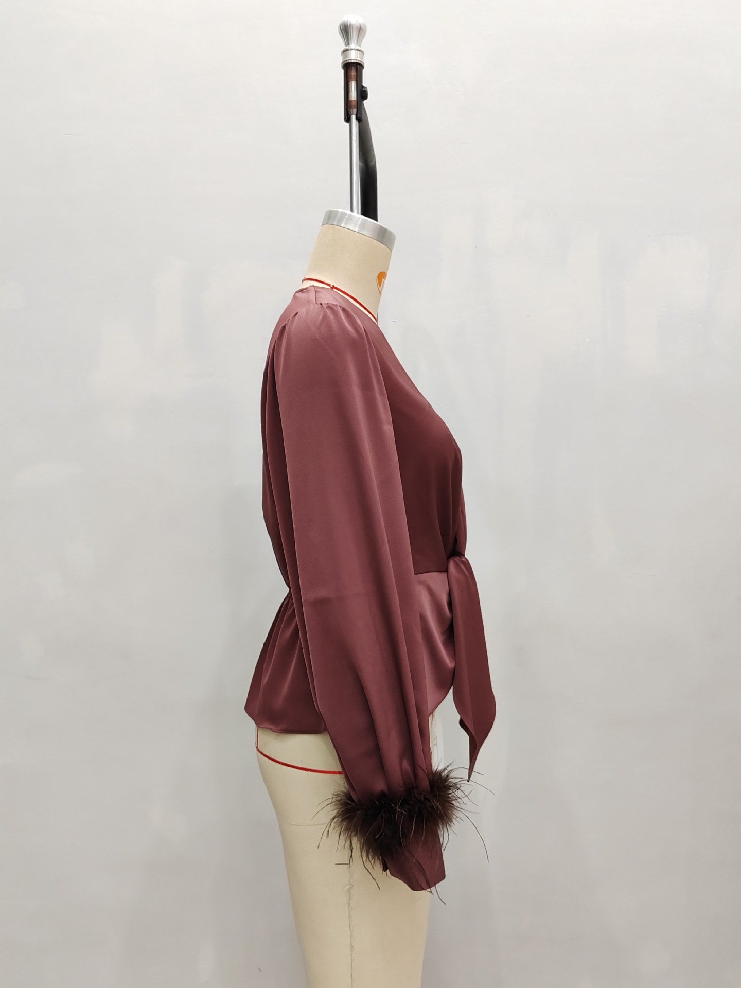 Satin Slim Fit Drawstring Blouse