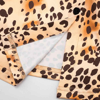 Leopard Print Slim Fit Button up Blouse