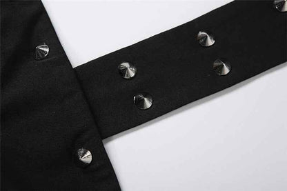 Unique Rivet Sexy Cutout Tight Five Point Jumpsuit