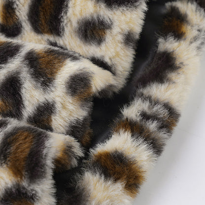Leopard Fur Stitching Leather Hip Skirt Two Piece Set