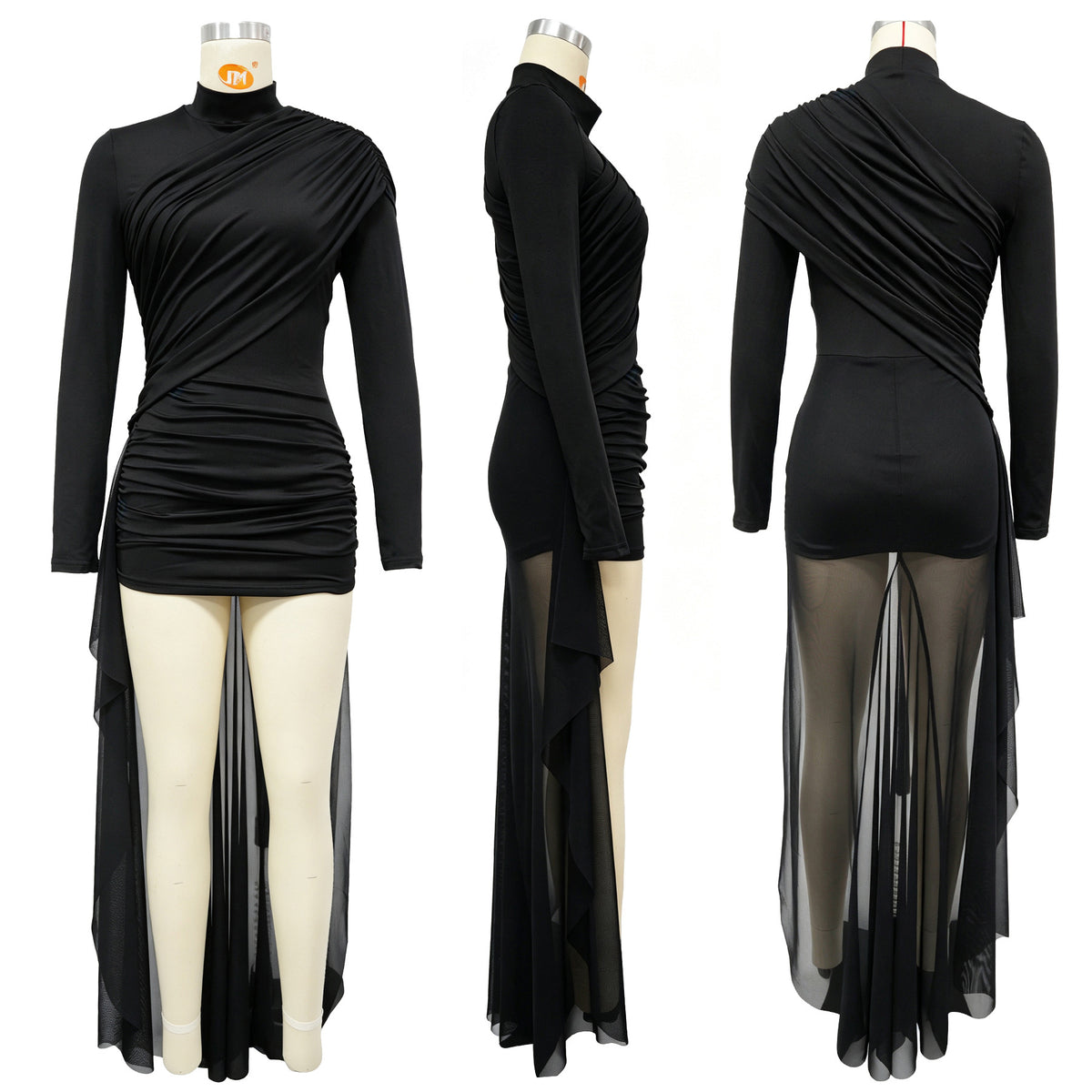 Autumn Drop Sleeves Pleated Side Gauze Dress New Arrivals