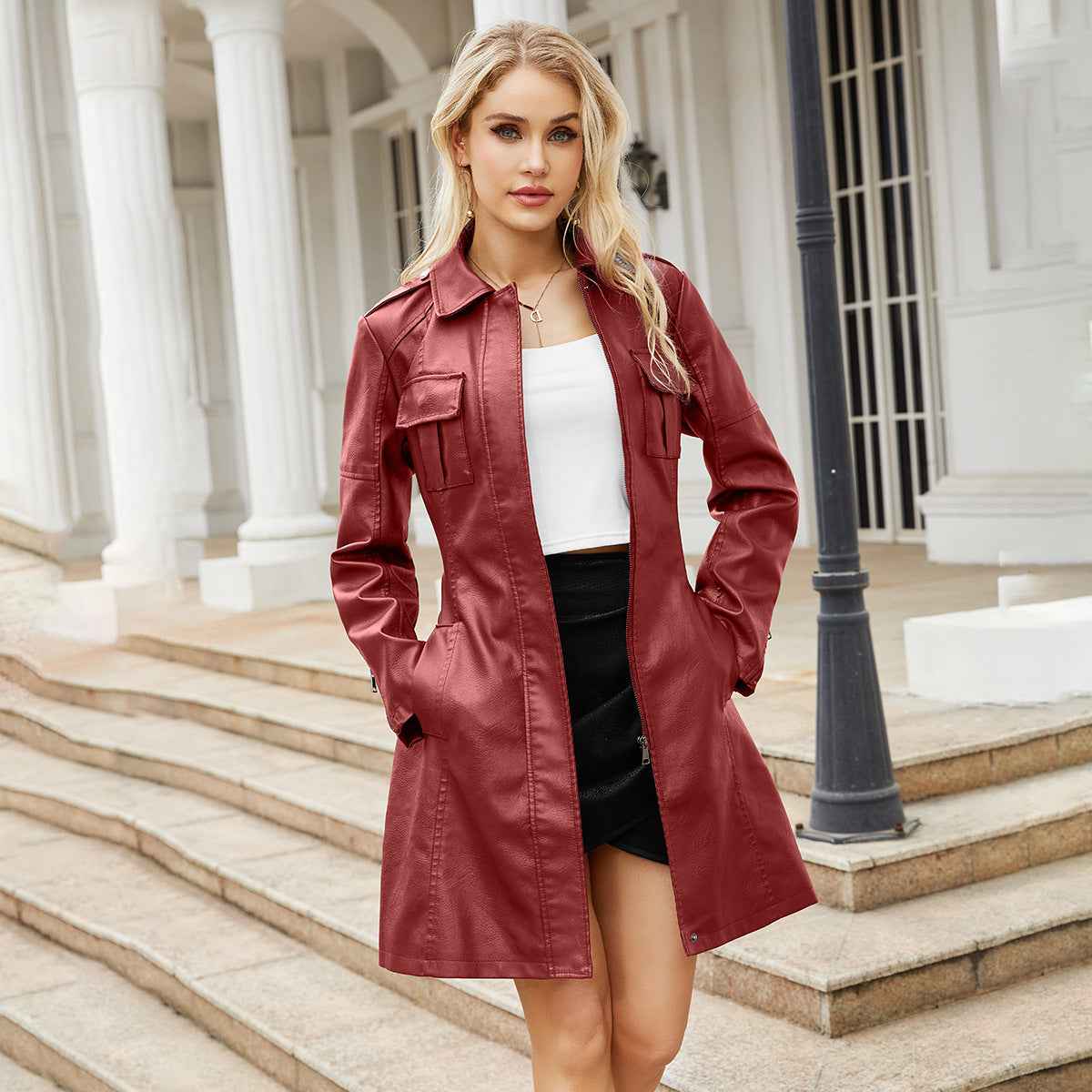 Mid Length Jacket Casual Women's Jackets