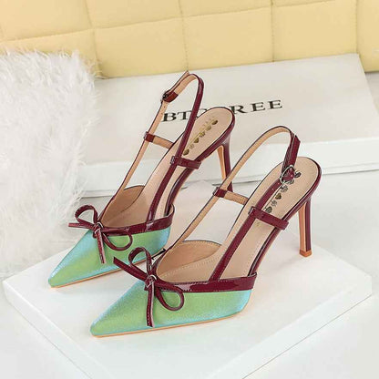 Bow Stiletto Heel High Heels Women Elegant High Grade