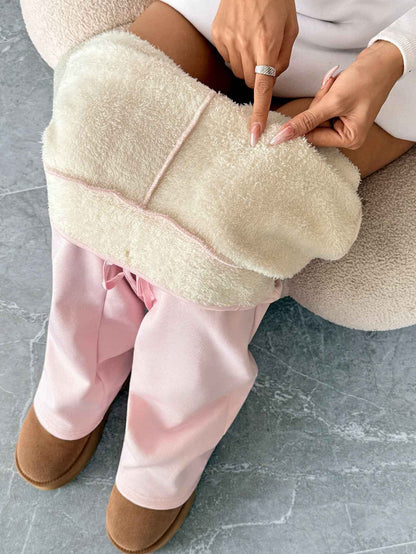 Warm Berber Fleece Pink Casual Leggings Sweats