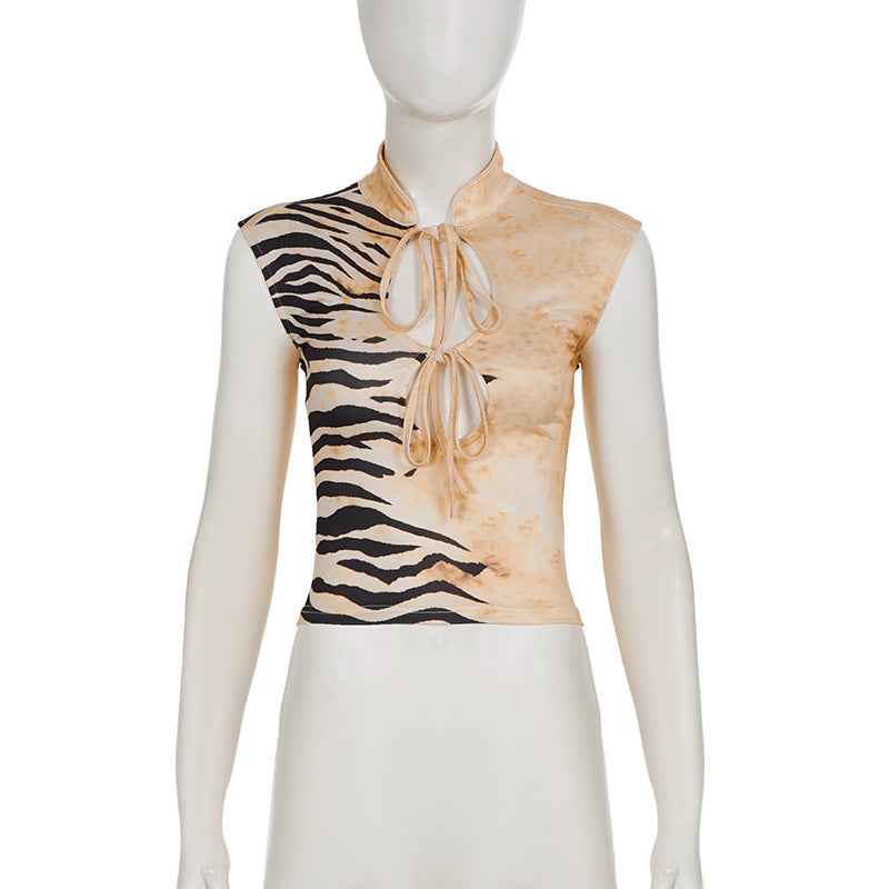 Animal Print Contrast Color T-shirt