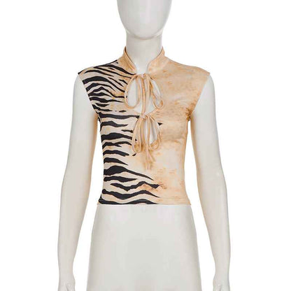 Animal Print Contrast Color T-shirt