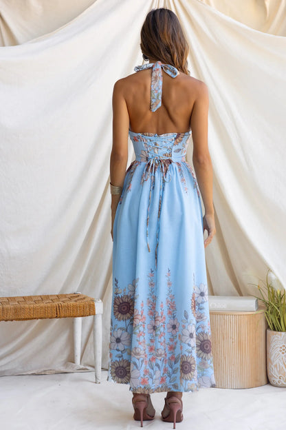Elegant Sunflower Large Hem Dress