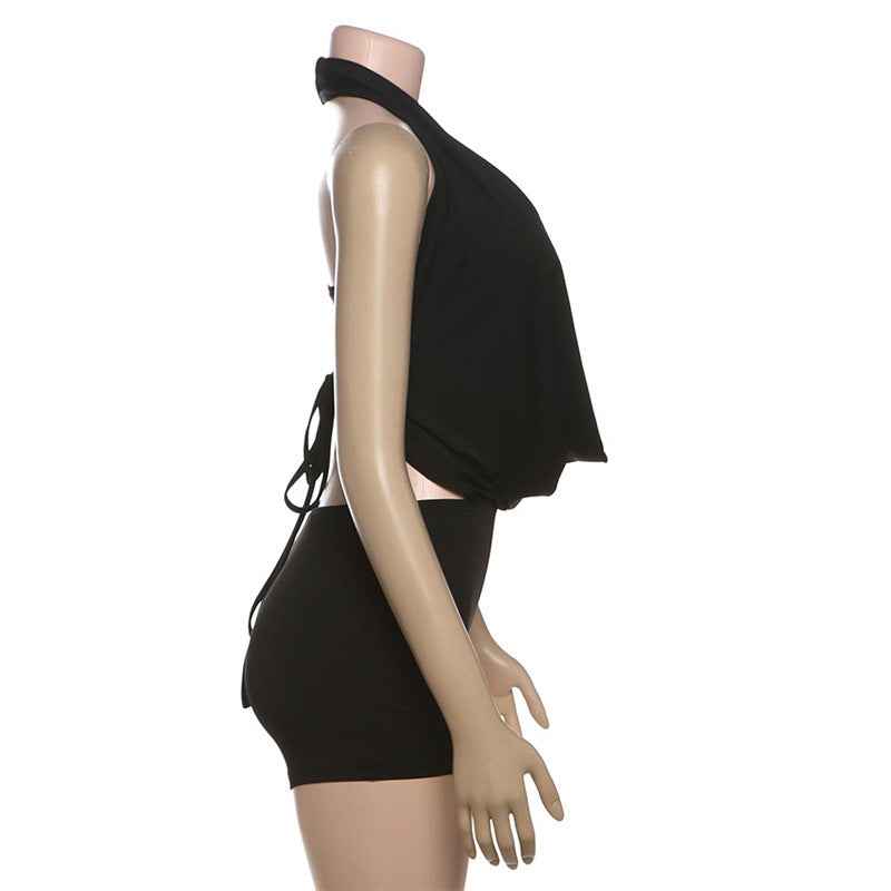 Summer Backless Lace up Romper