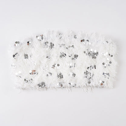 White Sequined Furry Bottoms Set