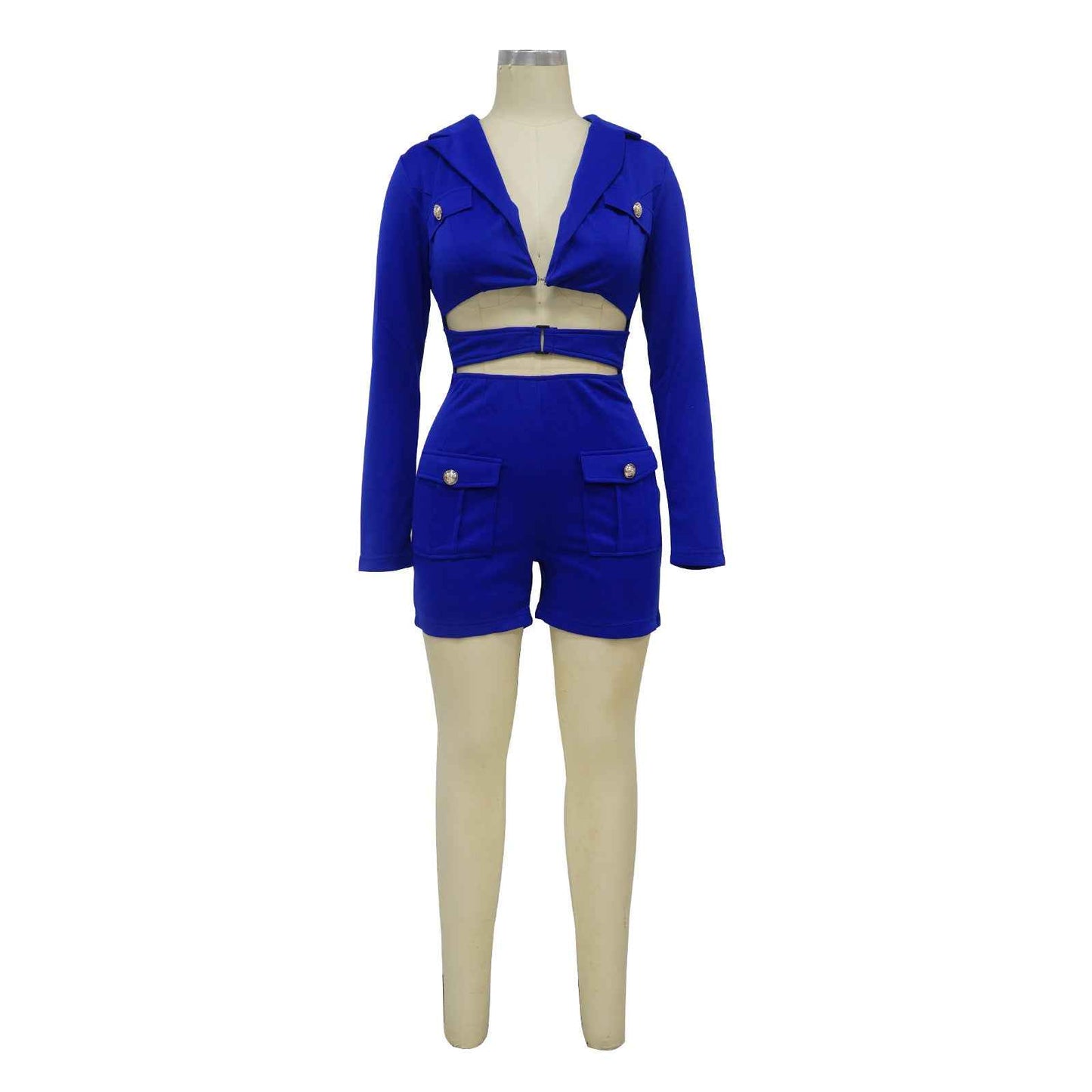 Deep V Plunge Solid Color Romper