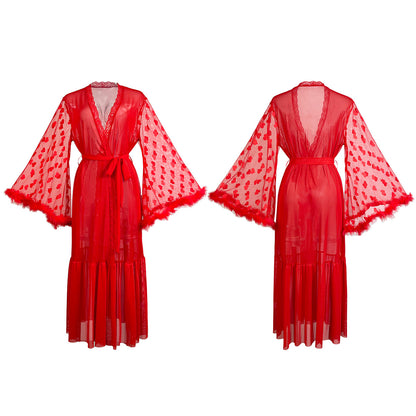 Mesh Nightgown Seductive Cardigan Pajamas