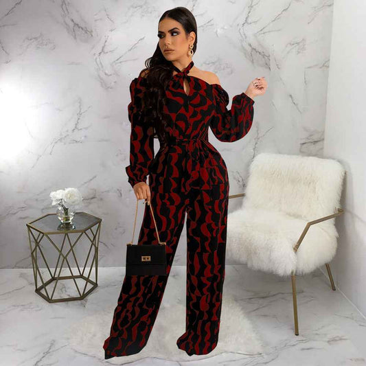 Long Sleeve Halter Jumpsuit