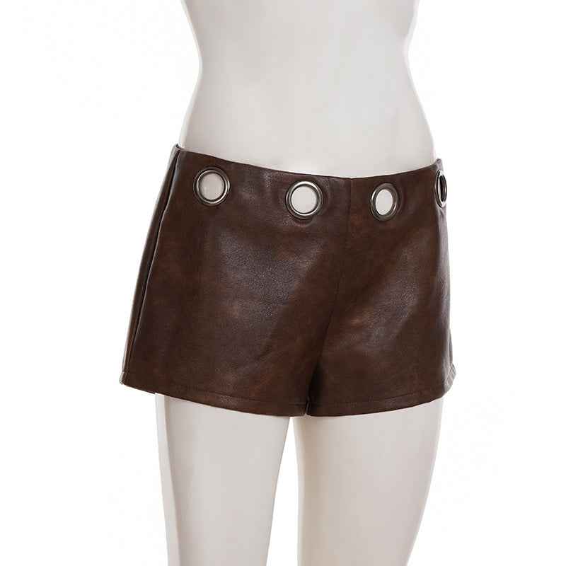 Retro Leather High Waist Bottoms