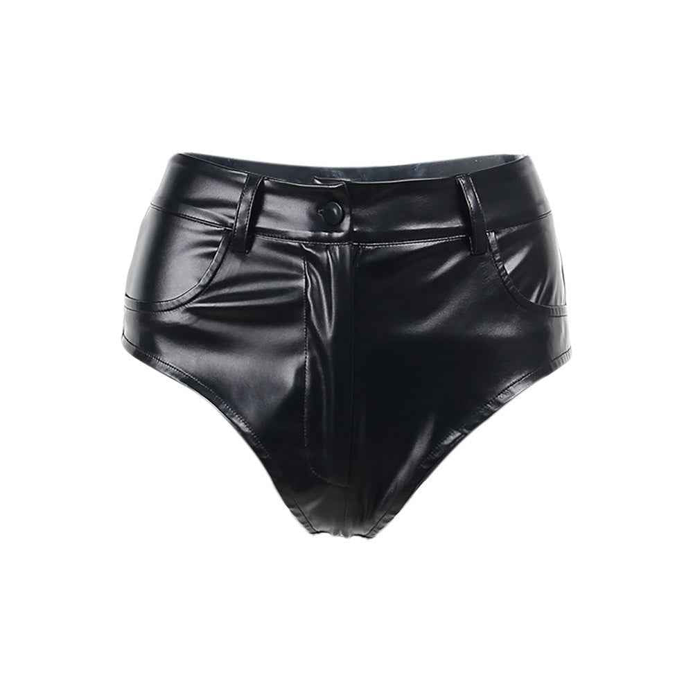 High Waist Hip Faux Leather Bottoms for Women
