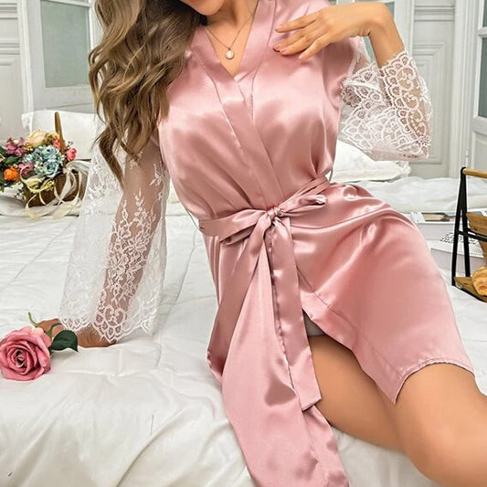 Lace Perspective Backless Nightgown One Piece Sleepwear