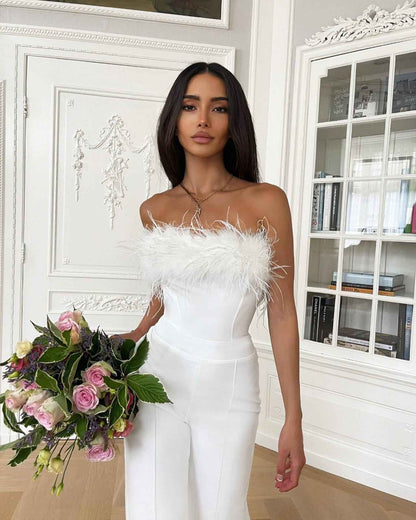 Feather Jumpsuit Casual