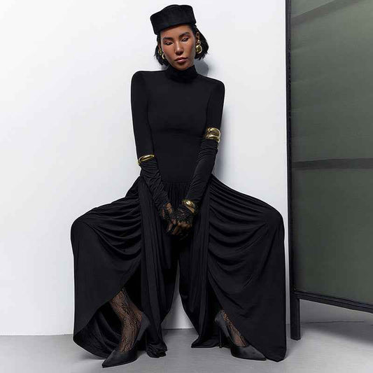 Summer Slim Fitting Solid Color Long Sleeve Jumpsuit for Women