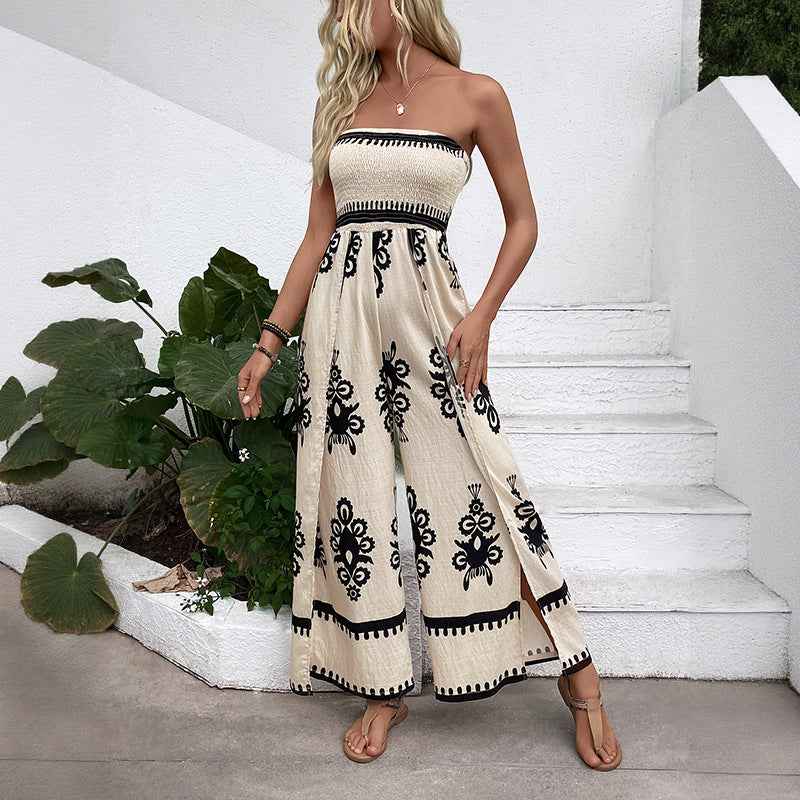 Tube Top Split-leg Jumpsuit