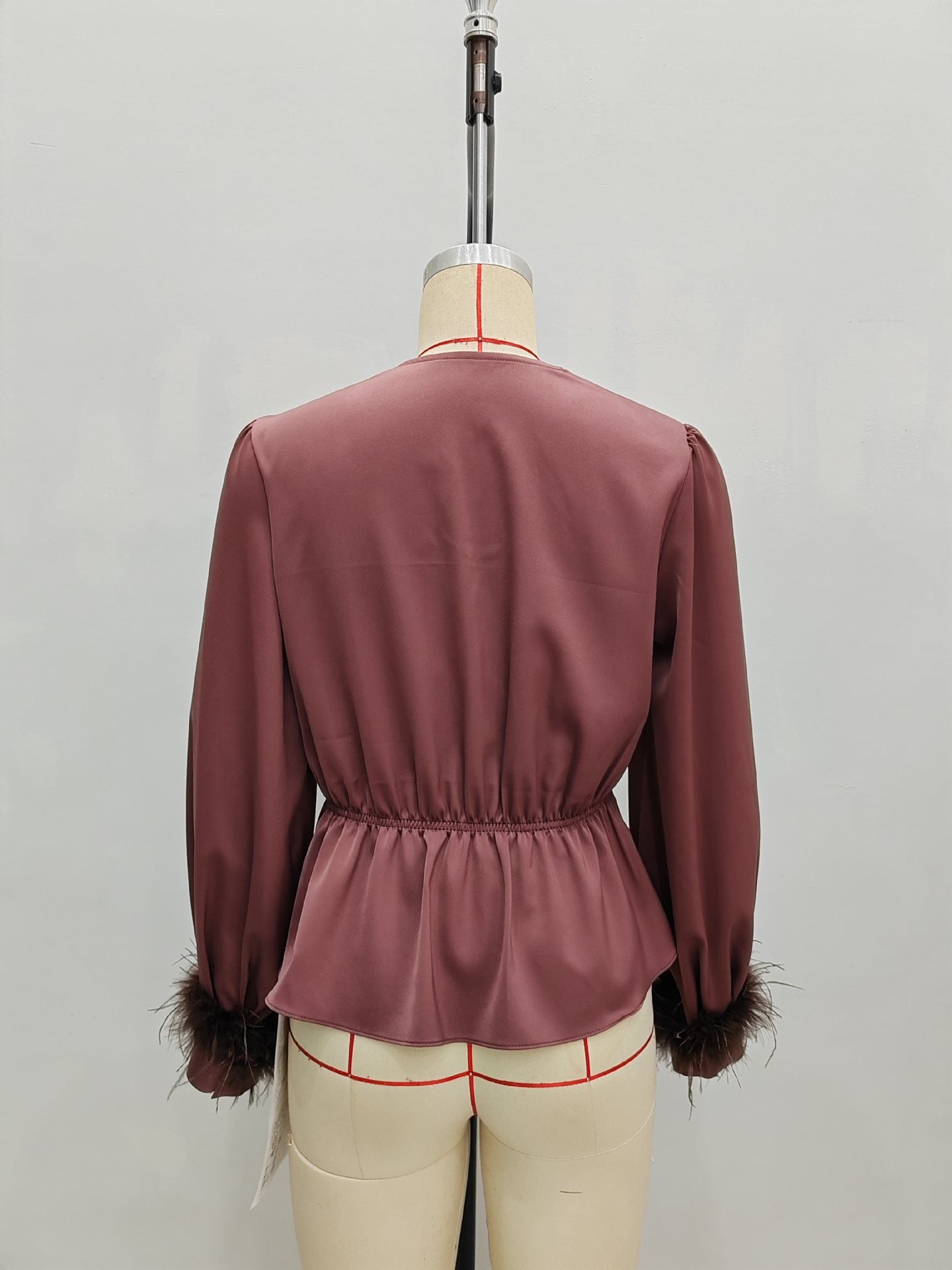Satin Slim Fit Drawstring Blouse