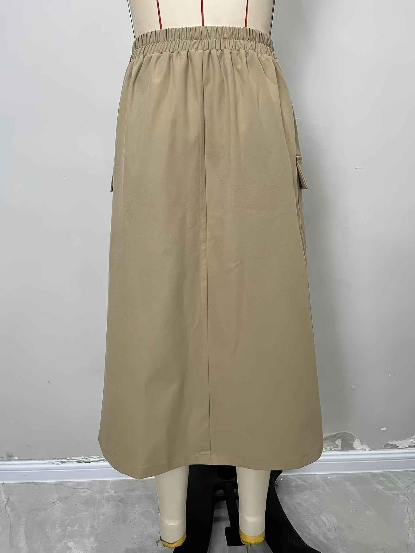Retro High Waist A line Slimming Mid Length Skirt