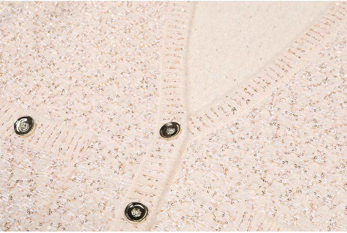 High Quality Sequined Knit Long Sleeve Cardigan Sweater