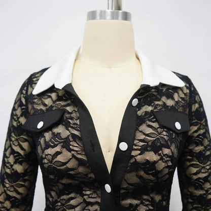 Lace Contrast Color Stitching Jumpsuit