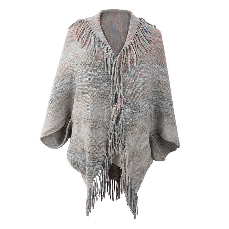Shawl Sweater Tassel Hem Cardigan