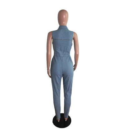 Denim Women Wear Slim Fit Jumpsuit