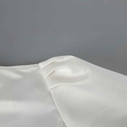 Spring Arrival French Stand Collar Puff Sleeve Blouse