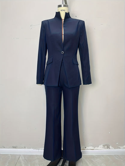 High End Stand Collar Single Button Slim Fit Jacket