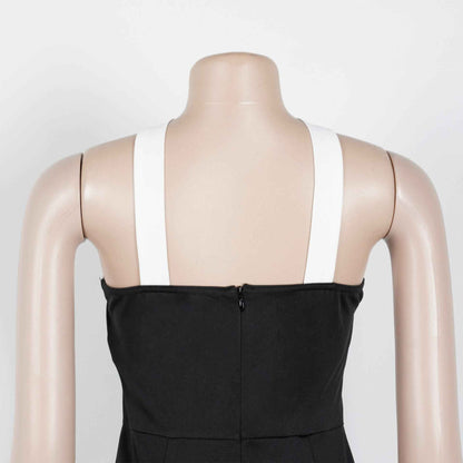 Elegant Office Contrast Color Cross Strap Jumpsuit