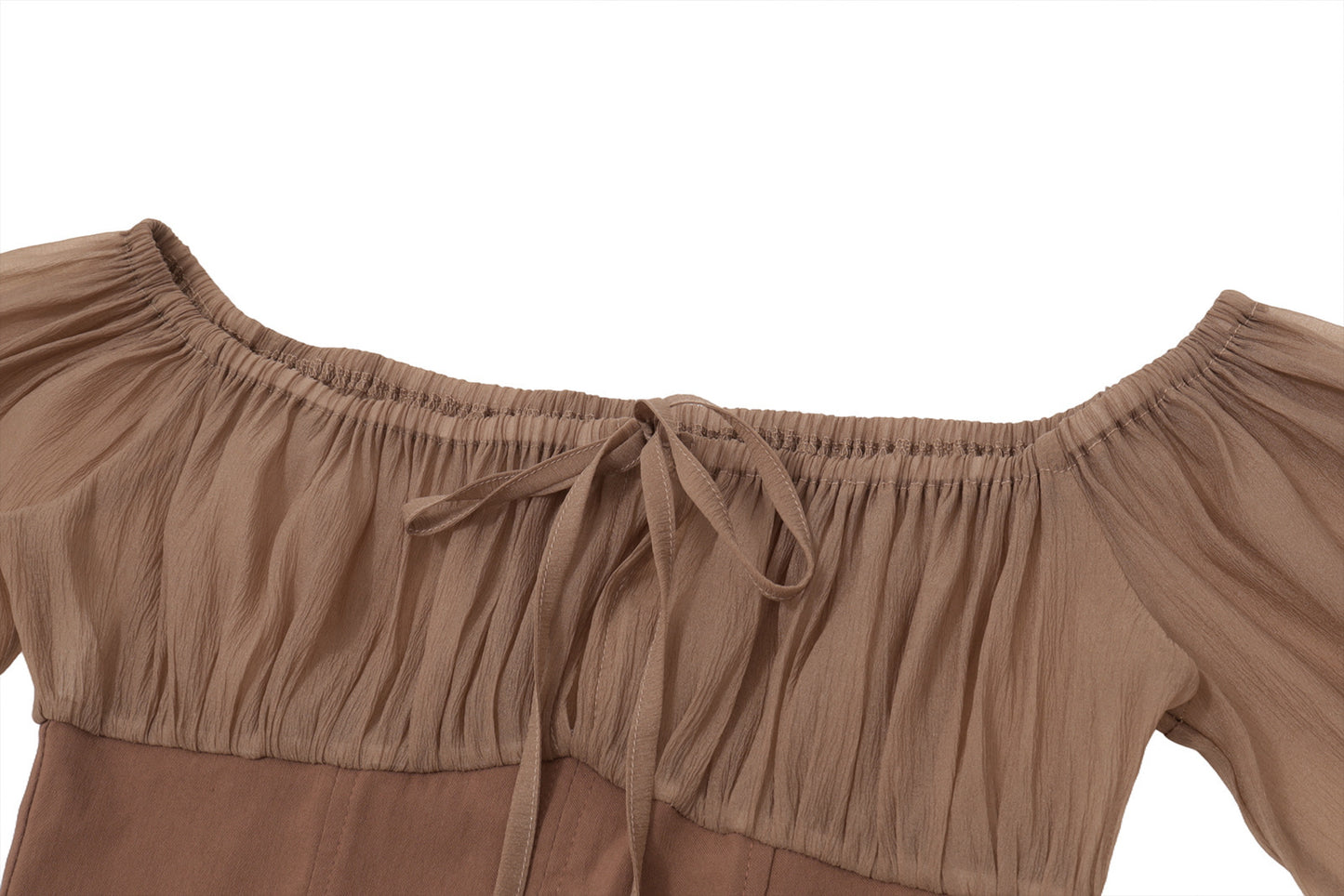 MUNSIEUR Off Shoulder Retro Mesh Skirt Set
