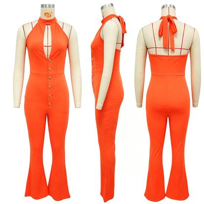 Autumn Drop Backless Halter Slim Fit Jumpsuit for Women New Arrivals