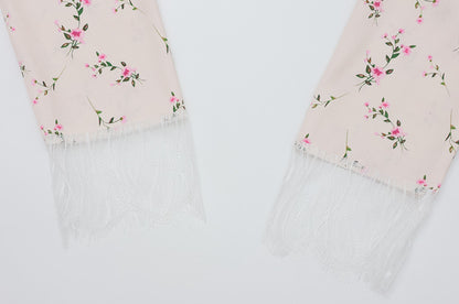 Elegant Long Sleeve Floral Mid Length Skirt Set