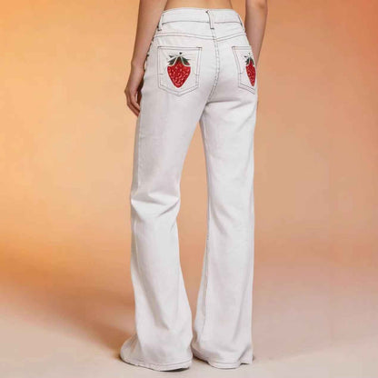 Straight cut Low Waist Loose Fitting Women's Jeans
