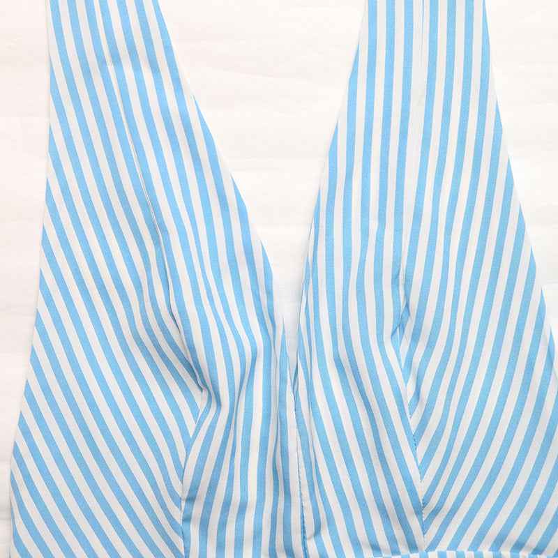 Jumpsuit Striped Cross Backless