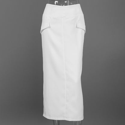 MUNSIEUR Retro Straight Skirt for Women Spring A line