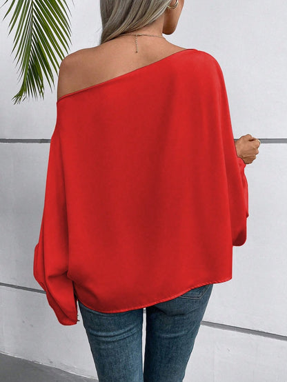 Off Shoulder Satin Blouse