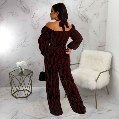 Long Sleeve Halter Jumpsuit
