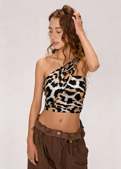 Leopard Print Halter T-shirt