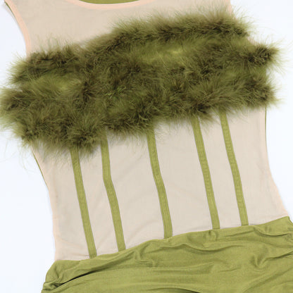 Sleeveless Furry Dress and Sheath