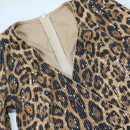 Leopard Print Sexy V neck Jumpsuit Women Clothing
