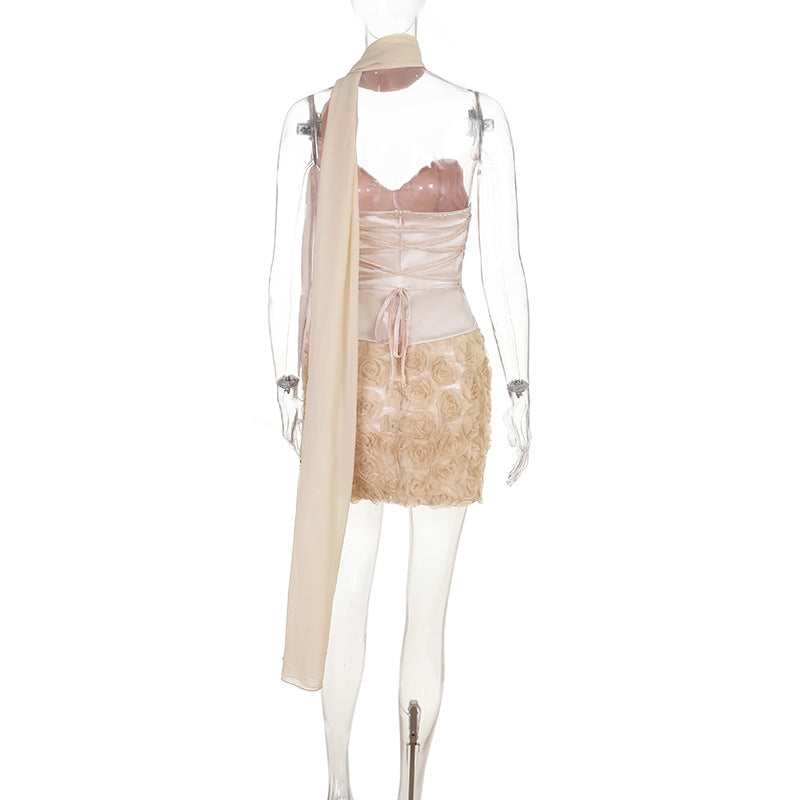 MUNSIEUR Drop Stitching Floral Dress Elegant New Arrivals