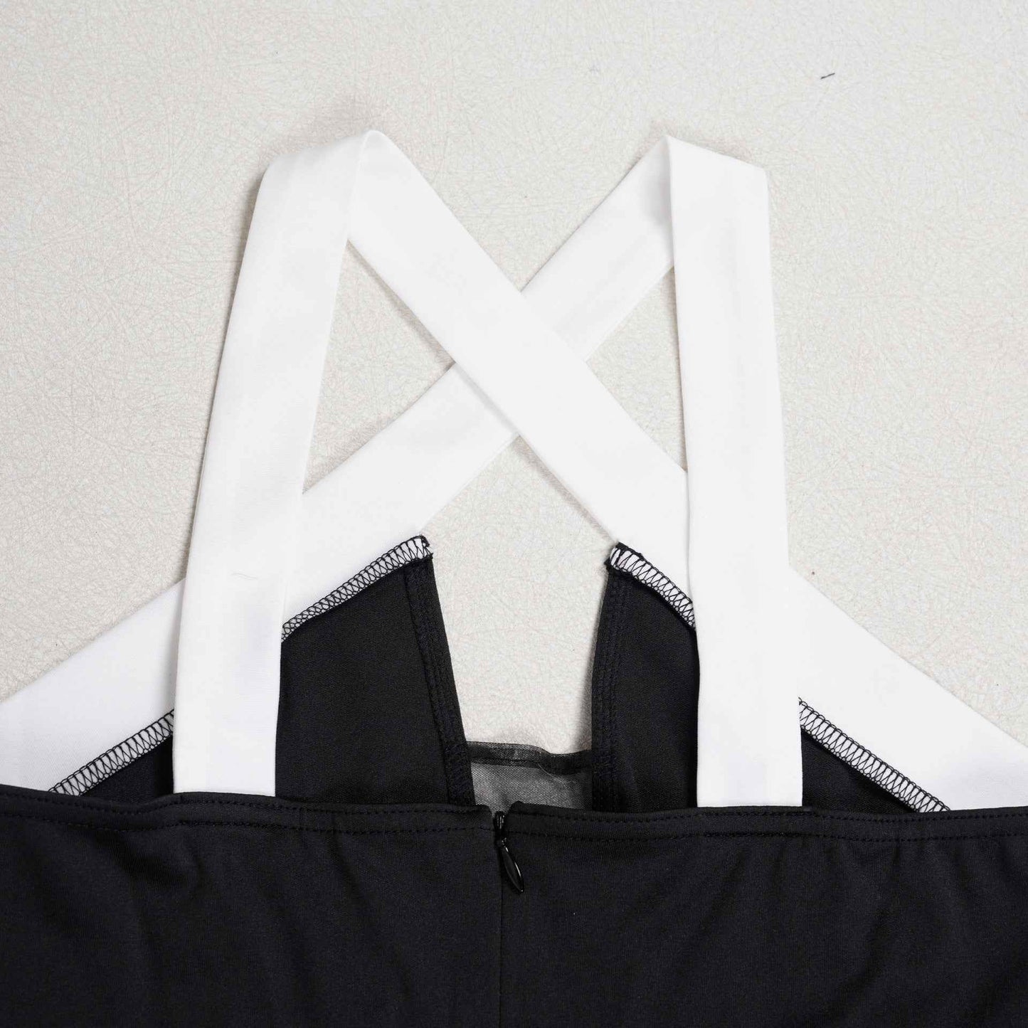 Elegant Office Contrast Color Cross Strap Jumpsuit