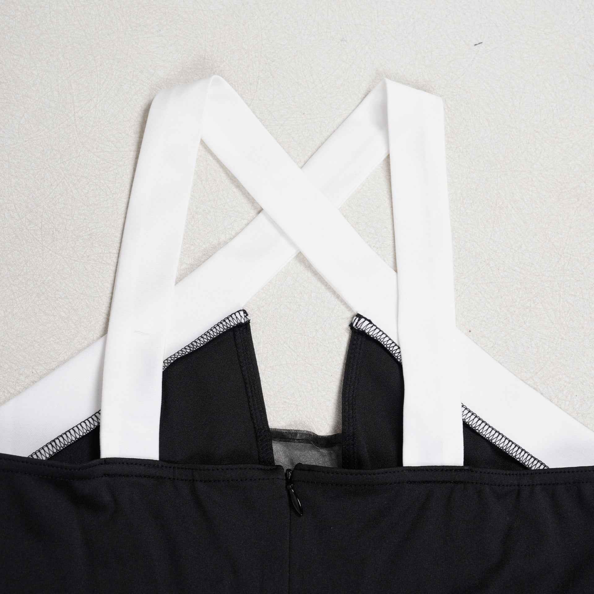 Elegant Office Contrast Color Cross Strap Jumpsuit