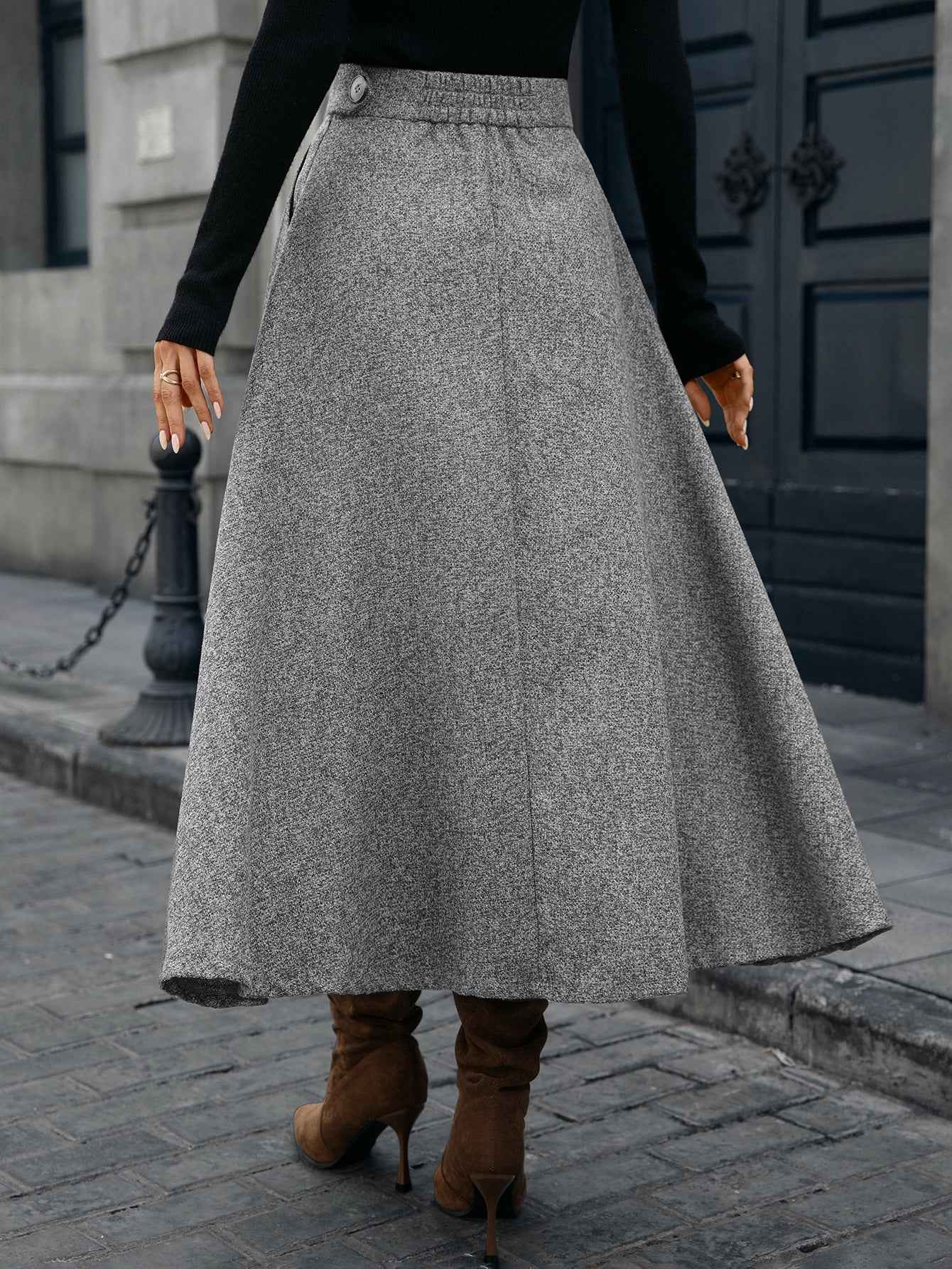 Woolen A line Drape Skirt