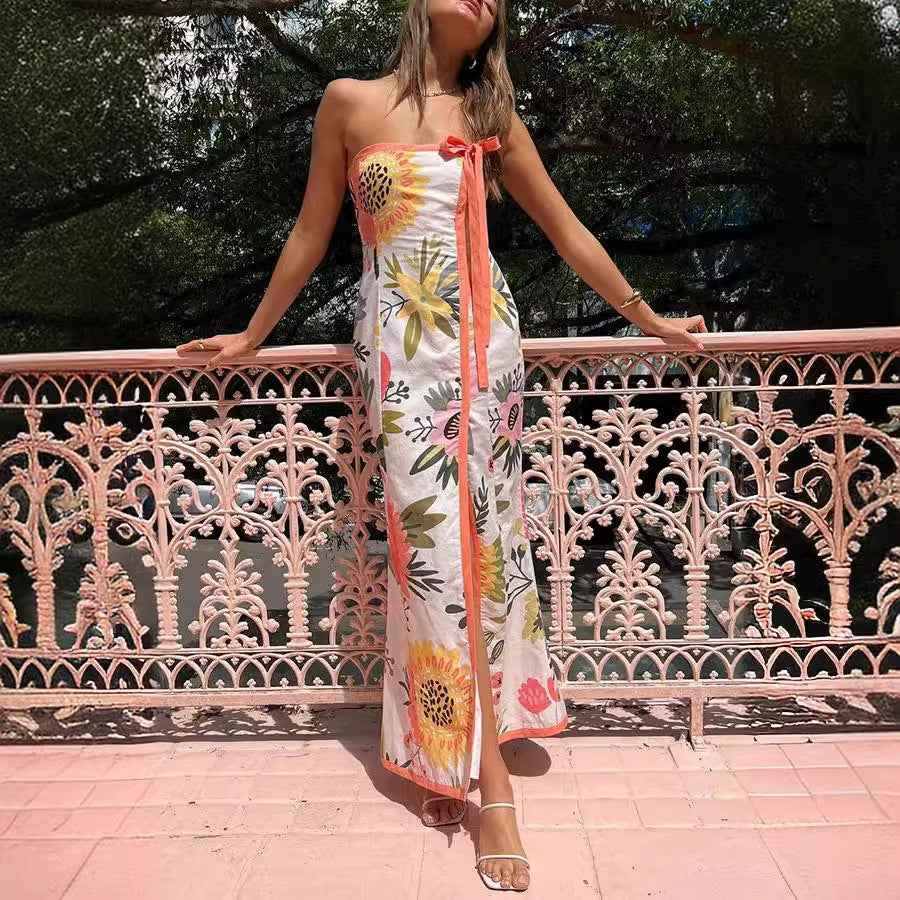 Summer Split Wrapped Dress