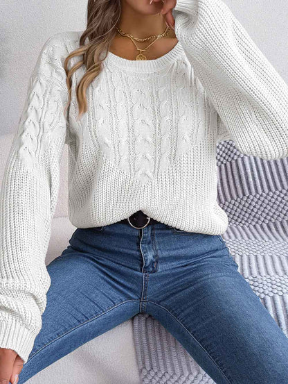 Casual Twist Patchwork Puff Sleeve Pullover Sweater