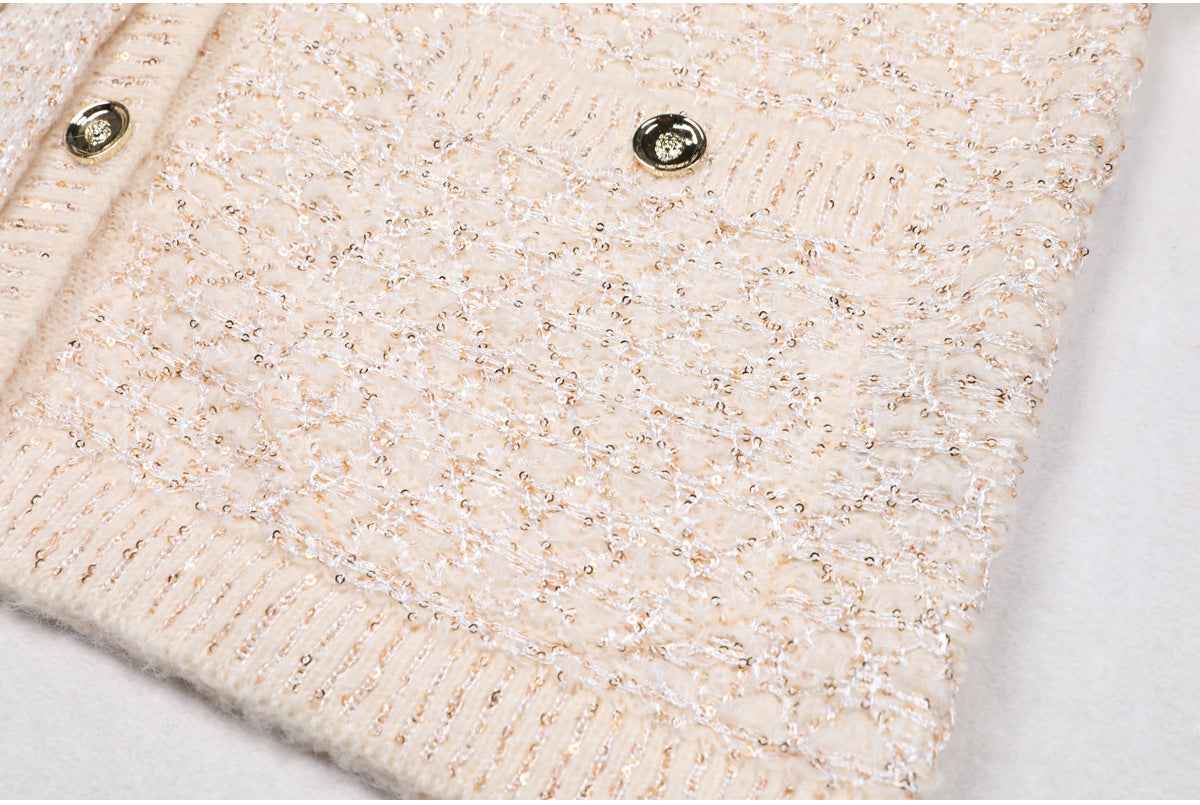 High Quality Sequined Knit Long Sleeve Cardigan Sweater