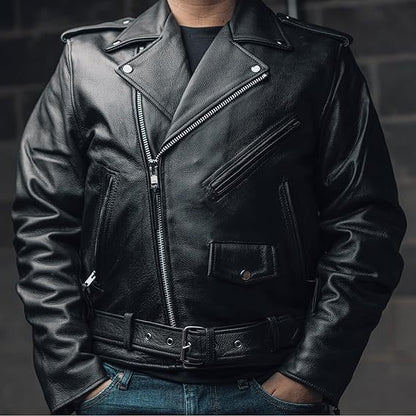 Popular Motorcycle Leather Men's Leather Coat